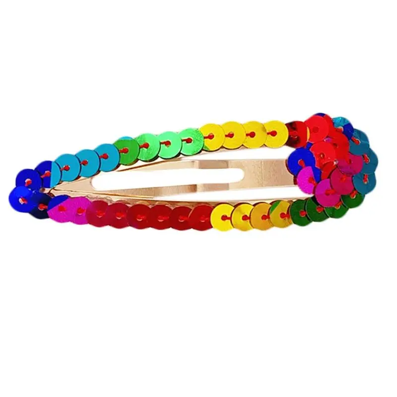 colorful Японские девушки капли воды BB заколки для волос отражающий Радужный Блеск шпильки с блестками карамельный цвет сторона челка вечерние заколки - Цвет: colorful
