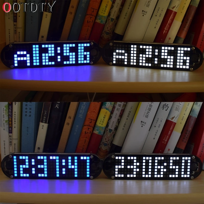 OOTDTY DS3231 измеритель температуры Высокая точность DIY цифровой точечный матричный светодиодный Будильник комплект с прозрачным чехол отображение даты и времени
