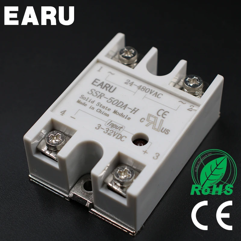 

Твердотельное реле SSR-50DA-H 50A SSR 50DA-H 3-32V DC TO 90-480V AC, регулятор твердотельного сопротивления