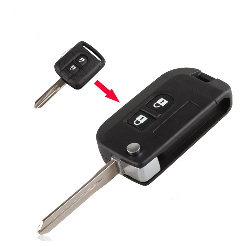 Складной чехол для автомобильного ключа с 2 кнопками Qashqai Nissan Micra Navara Almera