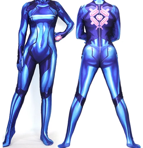 Хэллоуин святых всех Метроид Игра персонаж Samus Аран Косплей зентай костюм