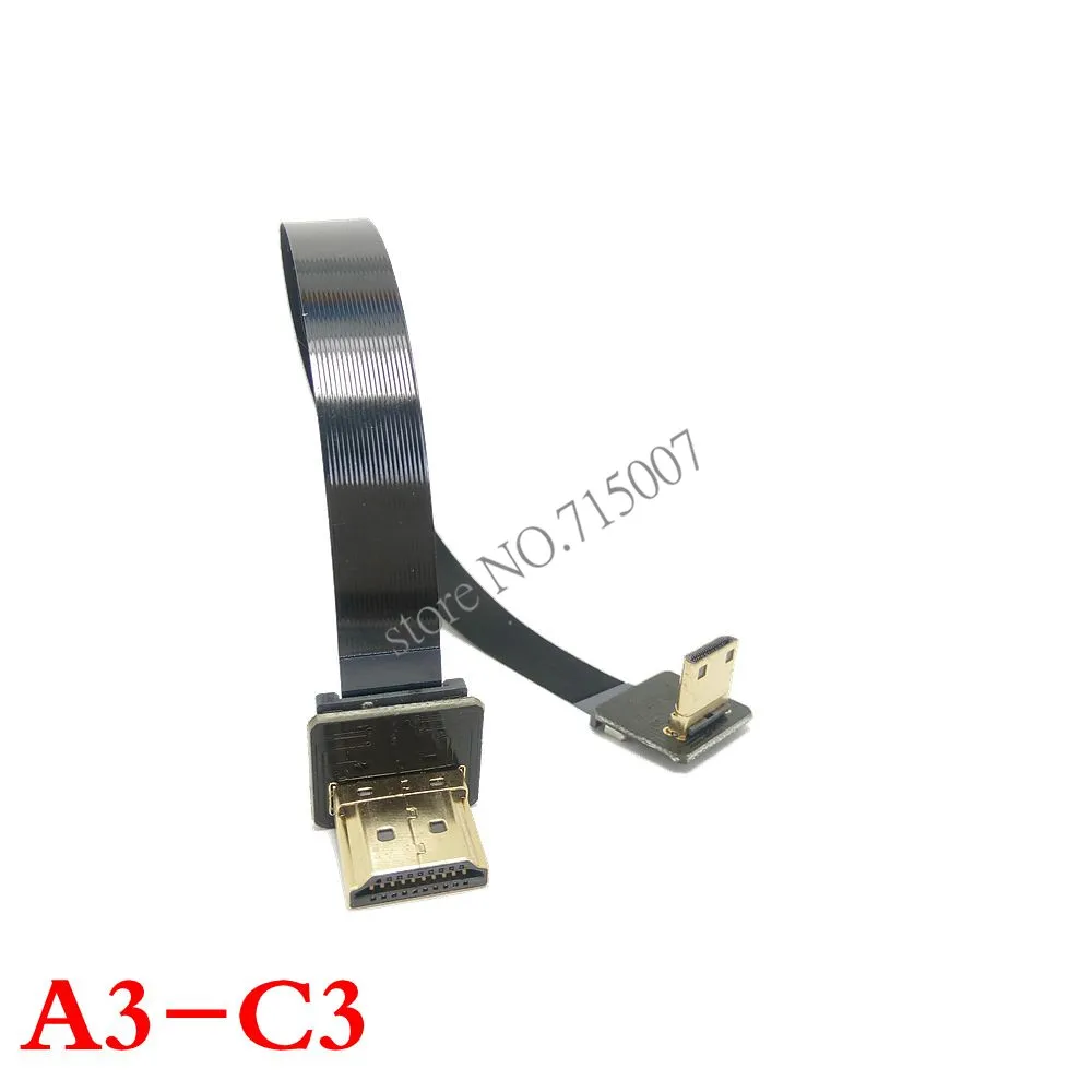 FPV вниз Угловой 90 градусов HDMI совместимый тип А штекер к Micro HDTV FPC плоский кабель