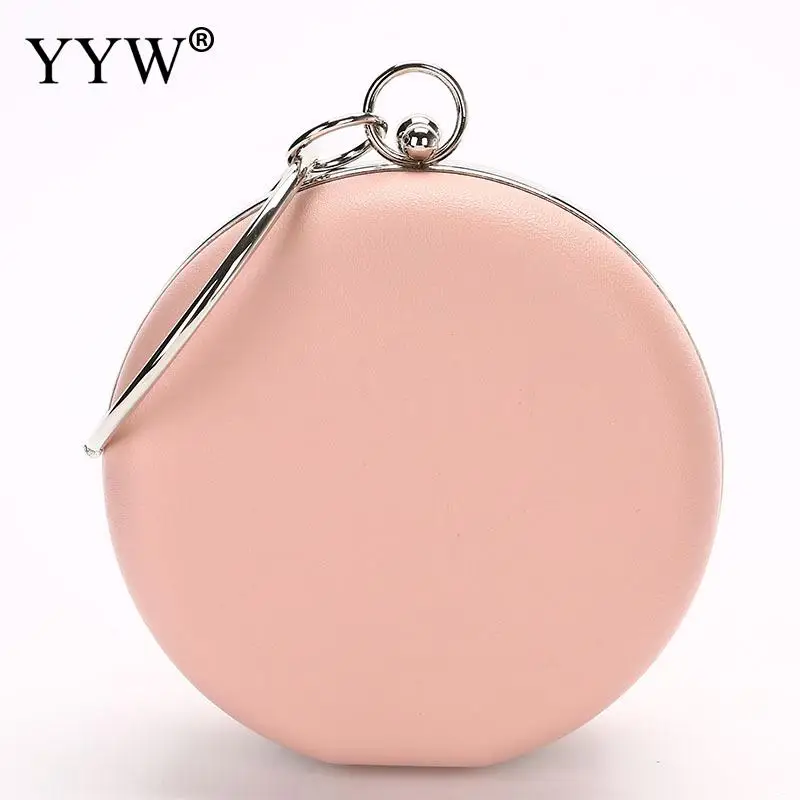 hot pink Круглый клатч, женская свадебная сумочка, металлический маленький кошелек-клатч, розовый, с цепочкой, на плечо, для вечера, элегантные клатчи - Цвет: hot pink