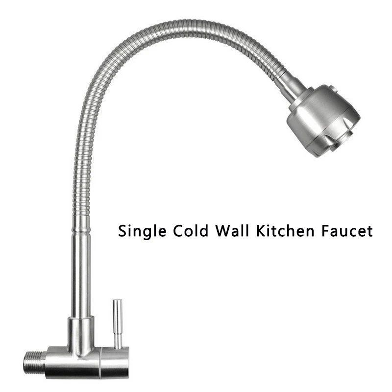 stainless steel wall mounted kitchen faucet wall kitchen mixers kitchen sink tap 360 degree swivel flexible hose double holes free global shipping
