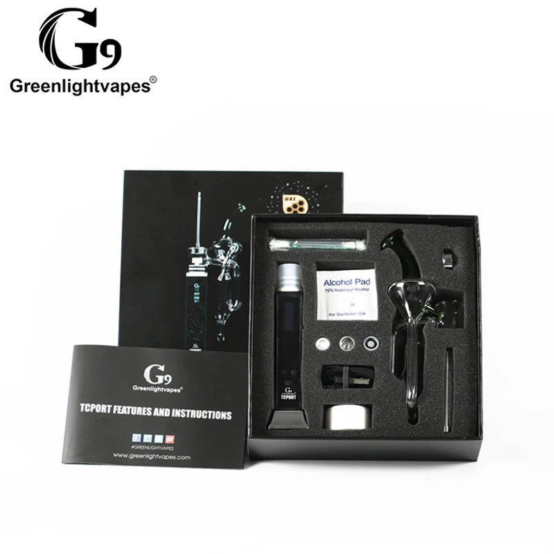 Greenlightvapes G9 TC PORT wax dab rig oil Portable enail vaporizer with glass pipe Temperature Controller bubbler |
