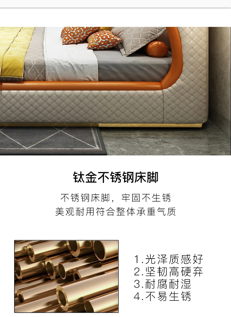 Мягкая кровать из натуральной коровьей кожи для спальни camas lit muebles de dormitorio yatak mobby