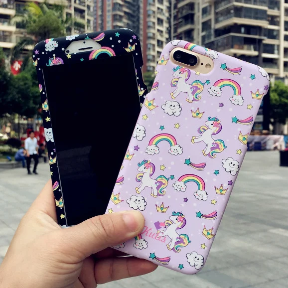 For iPhone 8 8plus Cute 360 case full body Front &amp Back matte cover coque iphone X 6 6S 6Splus 7 7plus Unicorn |