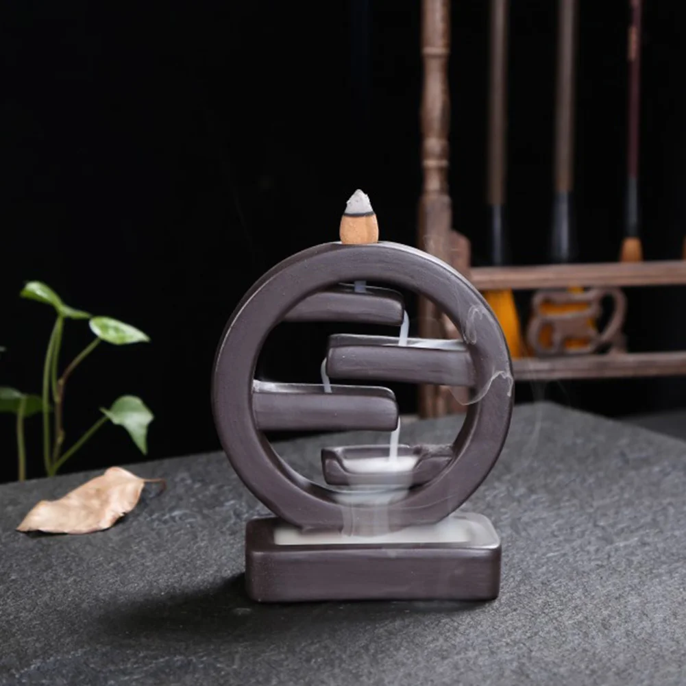 Round Gift Handicraft Living Room Censer Ceramic Burner Cones Backflow Office Incense Holder 4 Layer Home Decoration Plate | Дом и сад