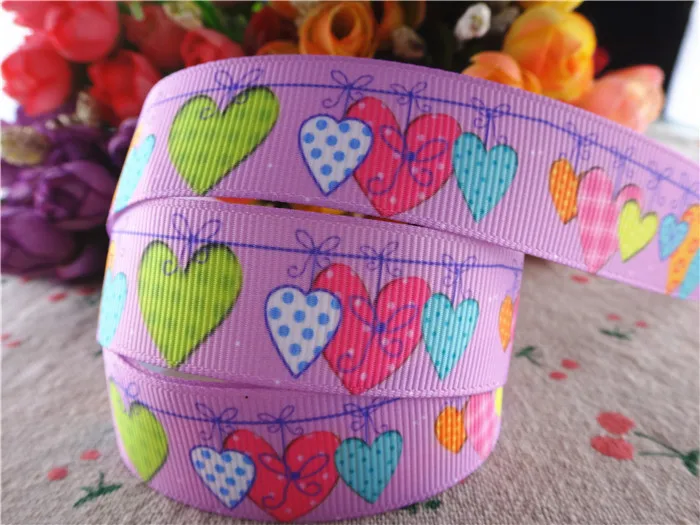 Новое поступление "(25 мм) День Святого Валентина печатных grosgrain ленты любовь ленты аксессуары для волос 5 ярдов 14120916