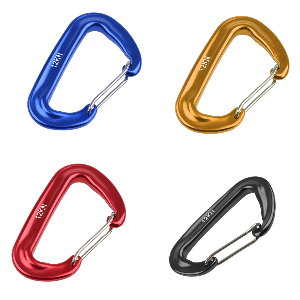 

12KN Aluminium Spring Clip Carabiner For Climbing Backpack Hook Camping Hiking Equipment Safety Gear Mountaineering Accessory