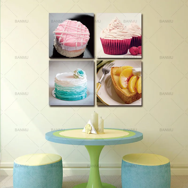 canvs wall art Colorful Cake Food Canvas Prints Modern Wall Art Paintings Cakes Decor Giclee Artwork for Room Decorations | Дом и сад
