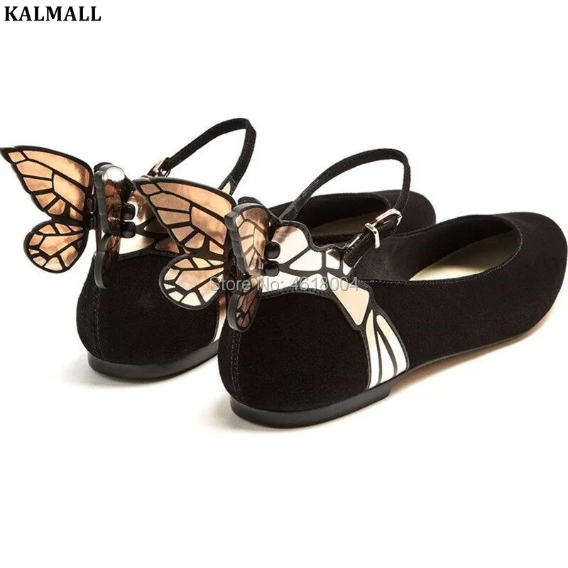 KALMALL/женские балетки на плоской подошве; лоферы с крыльями бабочки; замшевая обувь черного цвета; балетки на плоской подошве с пряжкой и ремешком; повседневная обувь