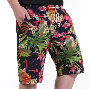 Шорты мужские льняные с цветочным принтом, повседневные модные пляжные свободные короткие штаны, большие размеры 8XL, на лето