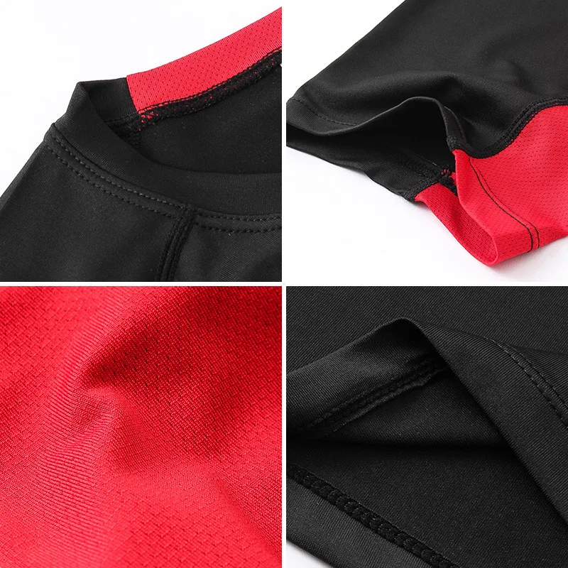 

New Fashion Quick Dry Slim Tees Men Patchwork T-Shirts Compression Shirt Tops Bodybuilding Fitness O-Neck Short Sleeve T Shirt