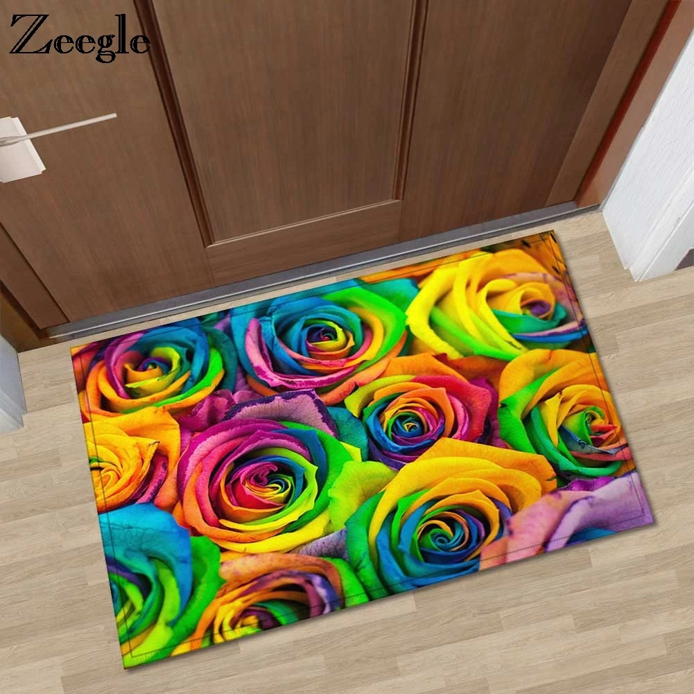 Zeegle резиновые коврики с цветочным узором для ванной улицы противоскользящий