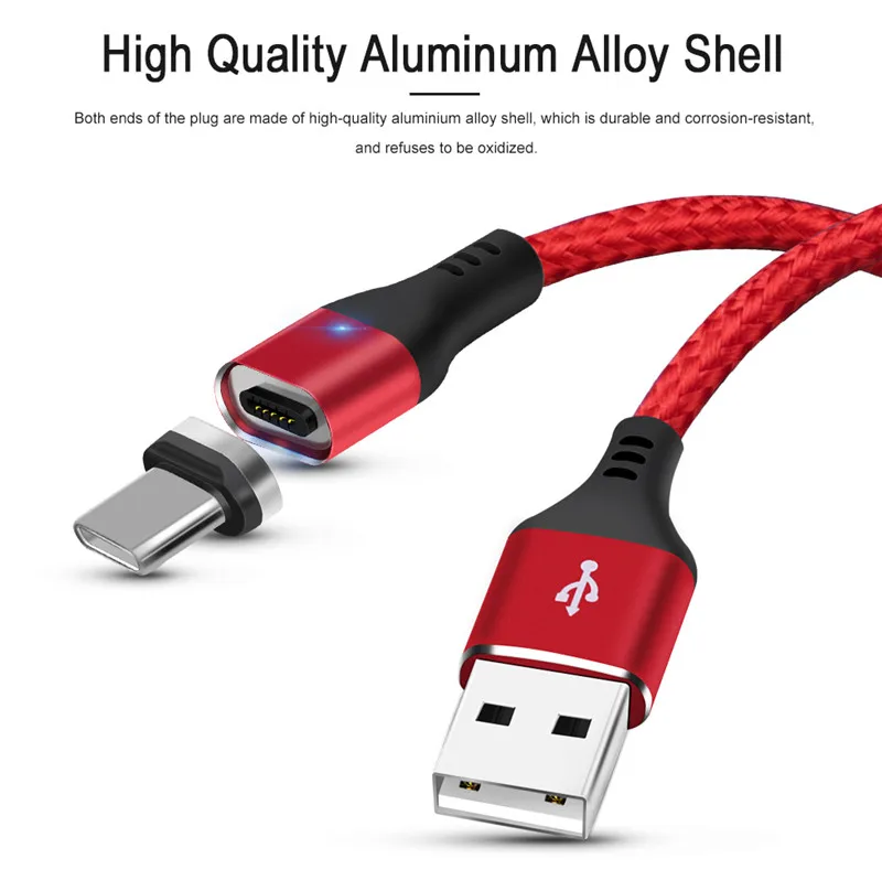 Магнитный usb-кабель 1 м 2 м, быстрая зарядка, USB type C, Micro Android, для samsung S10, зарядный кабель для iPhone 6, 6 S, 7, 8 Plus, XS MAX, XR