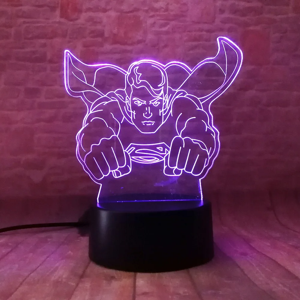 Горячая Marvel Мстители 3D Искусство Железный человек Маска Супермен Бэтмен DC Логотип Символ 7 цветов градиент ребенок мужчина Мальчики Рождество Дети друг подарки