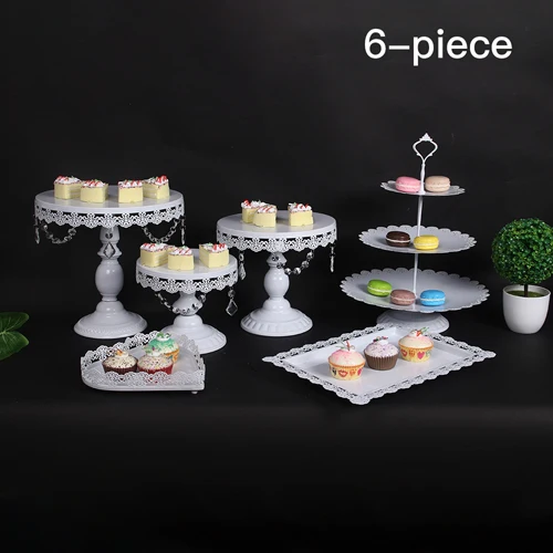 white 6pcs 7/комплект из белого золота со стразами и жемчугом; металлическая, для подставки для пирожных кекс десерт части стойки держателя вечерние свадебные украшения стола для банкета - Цвет: white 6pcs