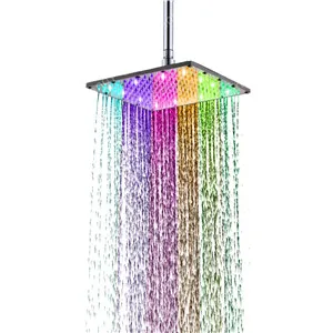 Multicolor flashing 250 мм 10 дюймов ванная комната светодиодные душевые распылители Роскошные дождевые прямоугольные верхние насадки для душа многоцветные изменения цвета дизайн для продажи - Цвет: Multicolor flashing