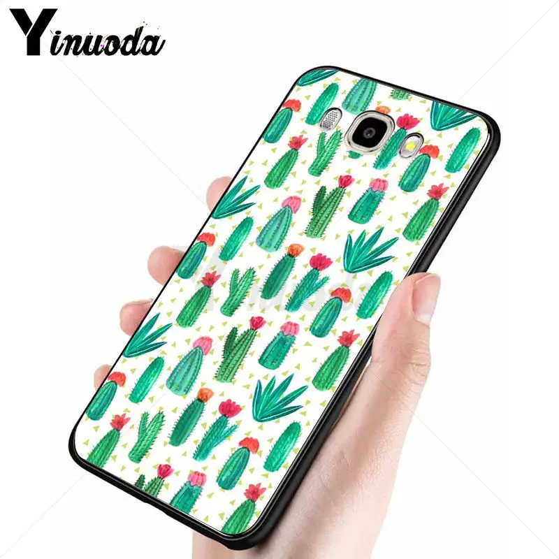 Yinuoda Зеленый Кактус завод черный мягкий чехол для телефона Samsung Galaxy j6plus j7 prime j8 j2