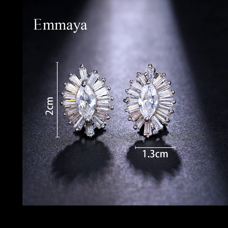 Серьги-гвоздики Emmaya, циркониевые серьги-гвоздики с солнечным цветком, кубический цирконий, серебро и розовое золото, для женщин, Роскошные вечерние подарки
