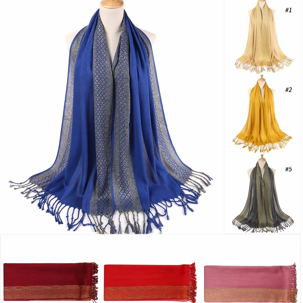 

100pcs/lot Plain Shimmer fashion printe solid color glitter viscose lurex long shawls muslim hijab winter wrap scarves/scarf