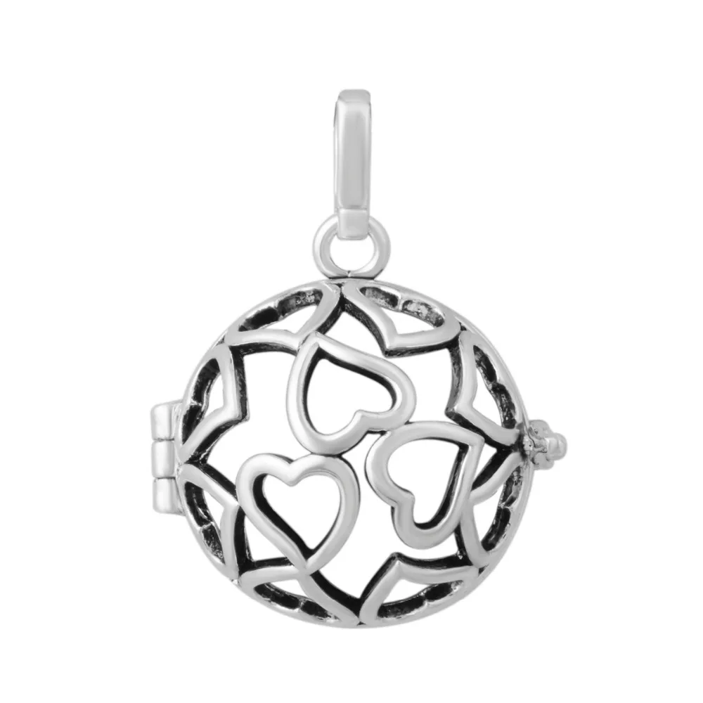 Ажурная подвеска в форме сердца с изображением болы ангелом Открывающийся кулон