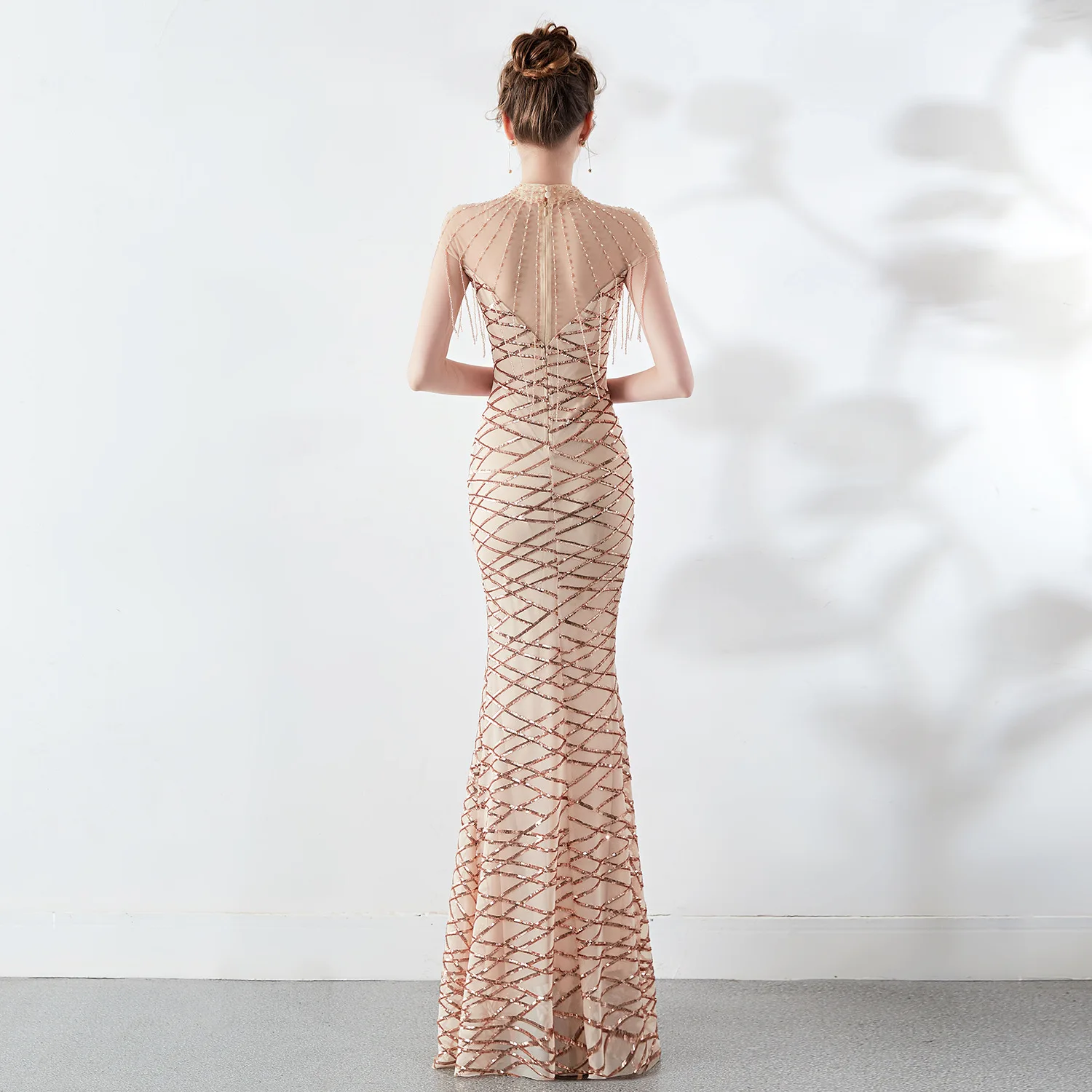 Красное Сетчатое клетчатое платье с блестками и хрустальными бусинами