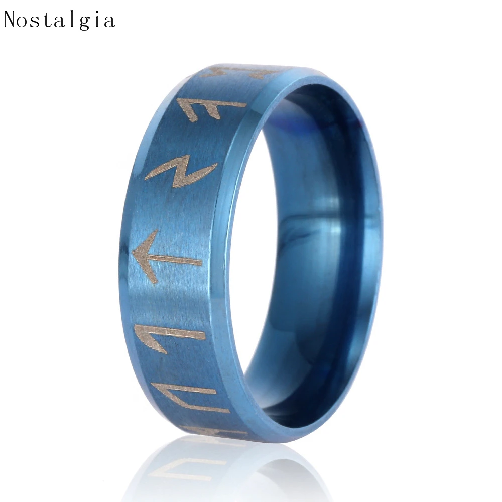 Stainless Steel Viking Rune Ring with Elder Futhark Runes Wedding Jewelry for man women Lover gift Dropshipping | Украшения и