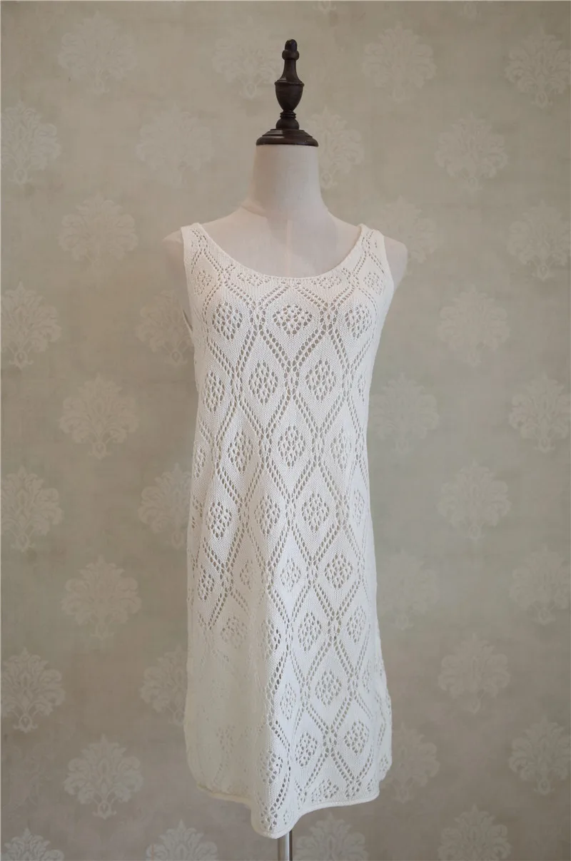 2020 белая вязаная крючком пляжная туника сексуальная прозрачная открытая спина
