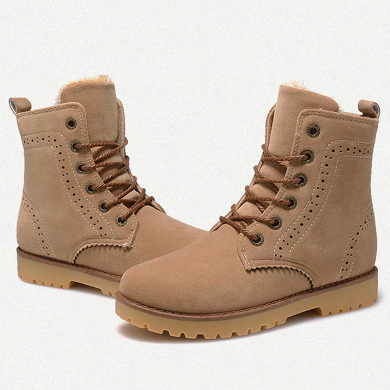 Nice Fashion Boots Men Winter Snow Warm Casual Shoes Leather Plush Fur High Quality | Обувь
