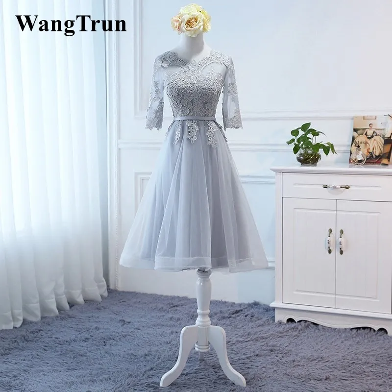 Wangtrun кружевное с аппликациями из тюля серые платья невесты Дешевые женские