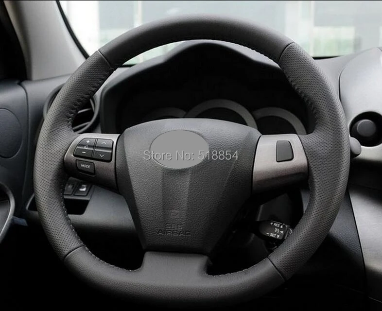 Черная искусственная кожа Чехол рулевого колеса автомобиля для Защитные чехлы для сидений, сшитые специально для Toyota Corolla 2011 2012 2013 RAV4 2011 2012