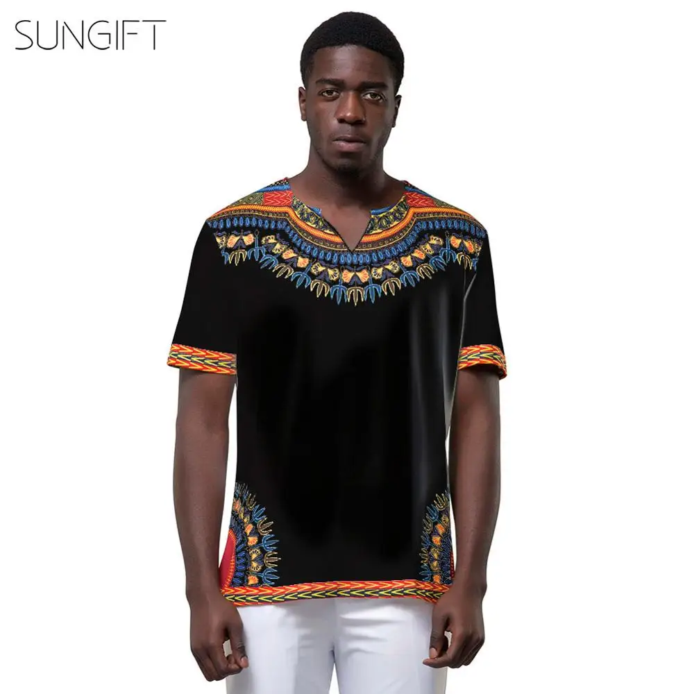 Мужская футболка с коротким рукавом SUNGIFT Классическая в африканском стиле