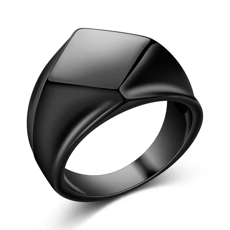 Black Color Jiayiqi новые мужские кольца ретро геометрический стиль панк кольца мужские ювелирные изделия унисекс серебряное кольцо из черного золота - Цвет основного камня: Black Color