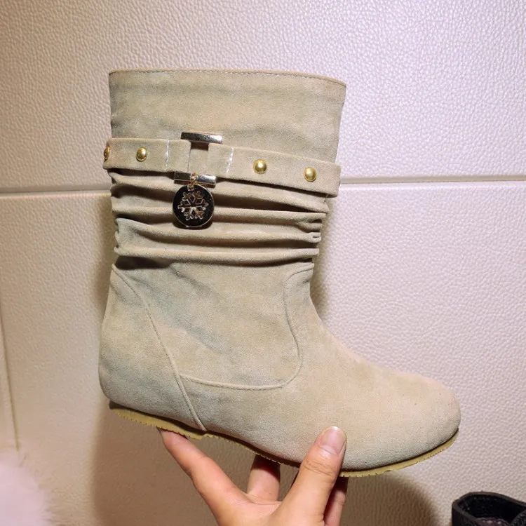 Каждый день Chaussure femme Зимние женские ботинки из флока без шнуровки Женская обувь