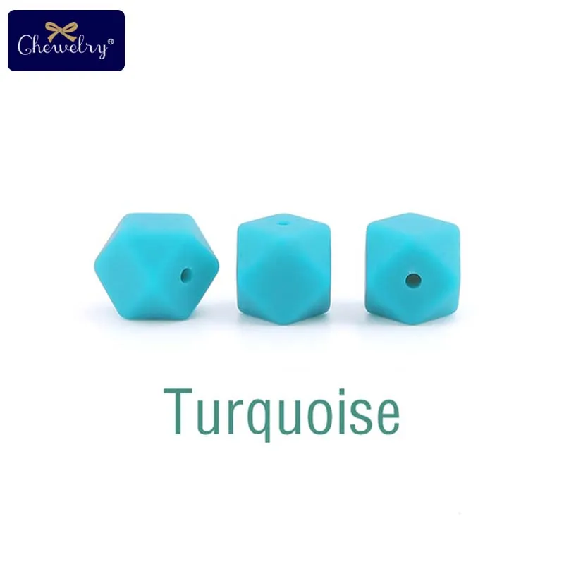 Turquoise 10 шт. 14 мм Детские шестигранные силиконовые бусины Восьмиугольные бусины для самостоятельной сборки соски цепи перле Силиконовые Детские Прорезыватели жевательные бусины детские товары - Цвет: Turquoise