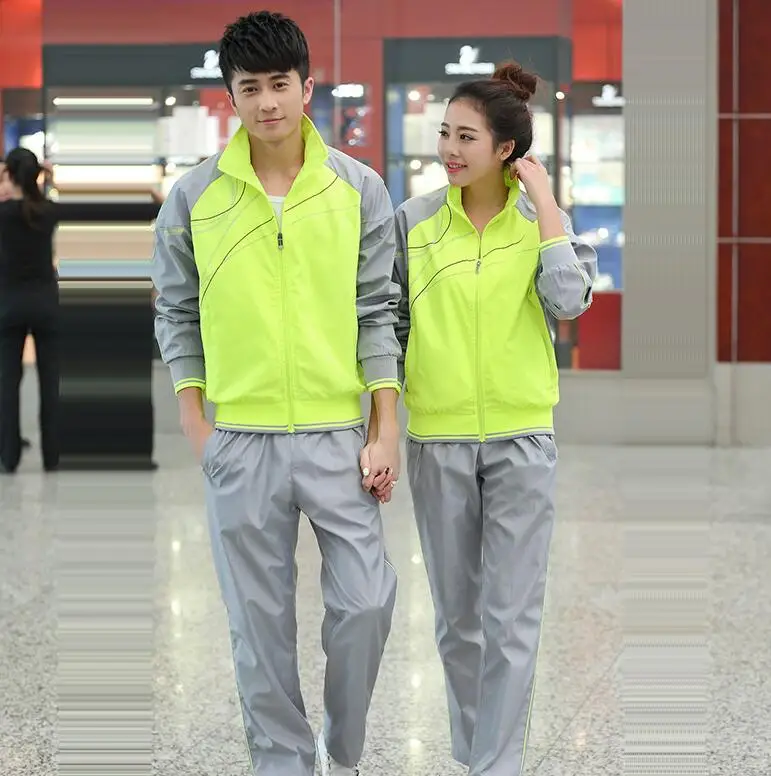 Fluorescent green Новинка, мужские тренировочные комплекты, комплект спортивной одежды для спортзала, ветронепроницаемые костюмы для настольного тенниса, бадминтона, спортивные костюмы для занятий спортом, бега, пробежки, костюмы для бега - Цвет: Fluorescent green