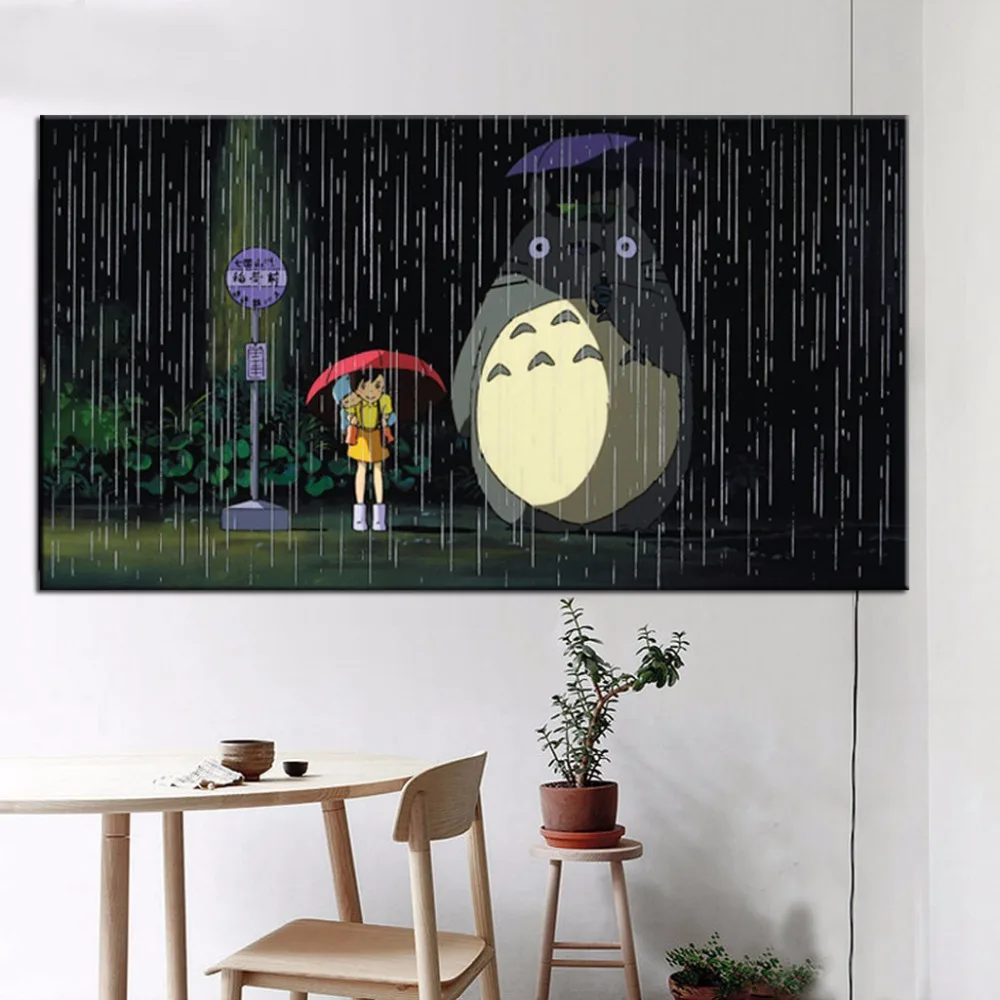 Modern Cartoon Movie Posters and Prints On Canvas Wall Art Painting Miyazaki Hayao Pictures Deocration For Kids Bedroom | Дом и сад