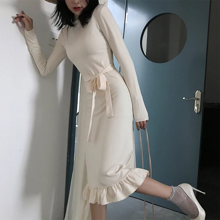 Женские платья винтажное женское платье Kawaii Ulzzang повседневное тонкое однотонное