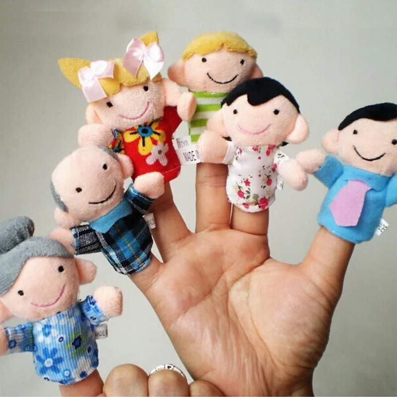 6 шт./компл. милые Семья палец Детские Плюшевые мультфильм кукла марионетки
