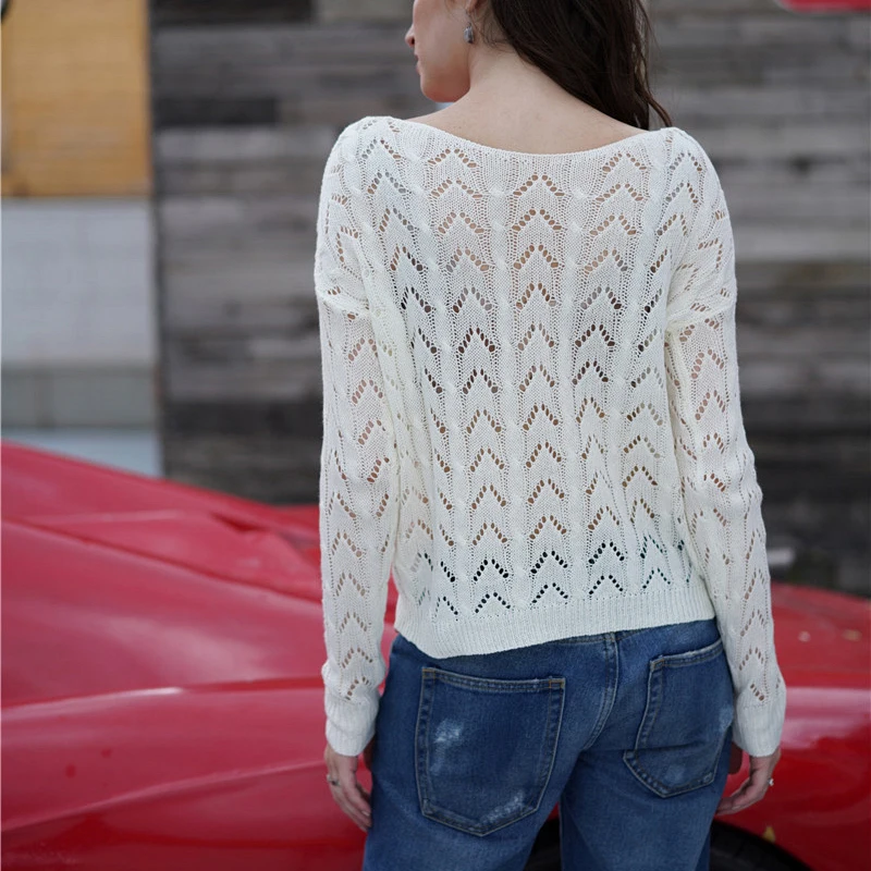 

Fashion Criss Cross Loose Women Knitted Sweater 2019 Autumn Fashion Solid Female Pullover Long Sleeve V-neck Hollow Out Sweaters