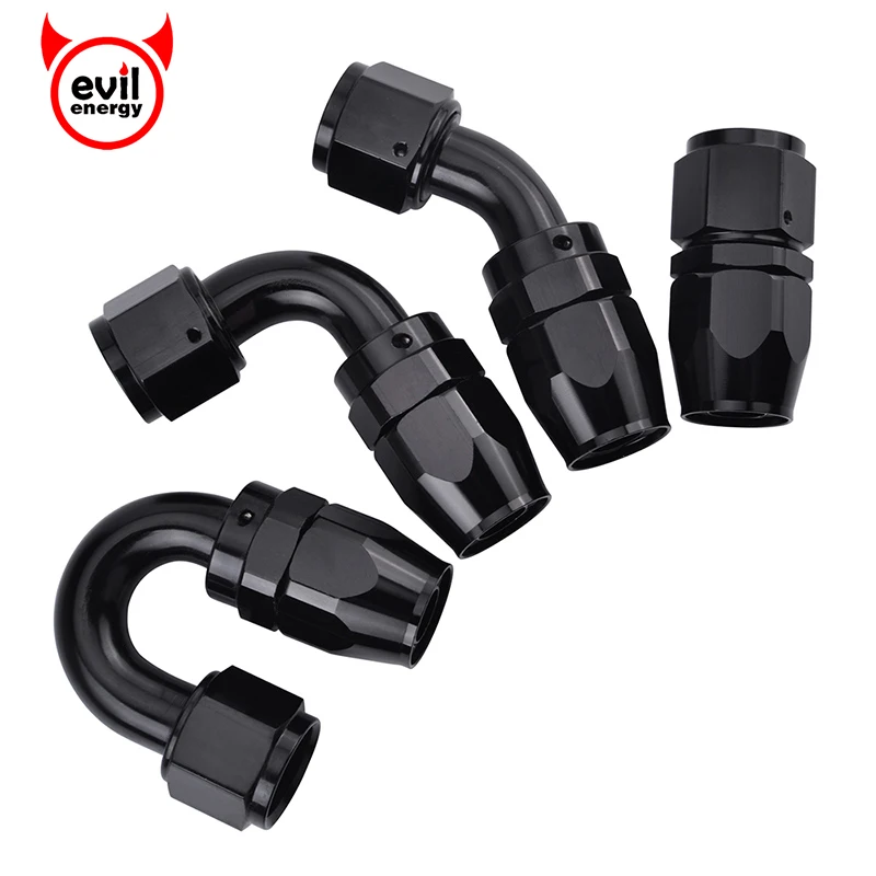

evil energy AN8 Anoized Aluminum Oil Fuel Swivel Hose Straight 45 90 180 Degree Hose End Oil Cooler Kits Black