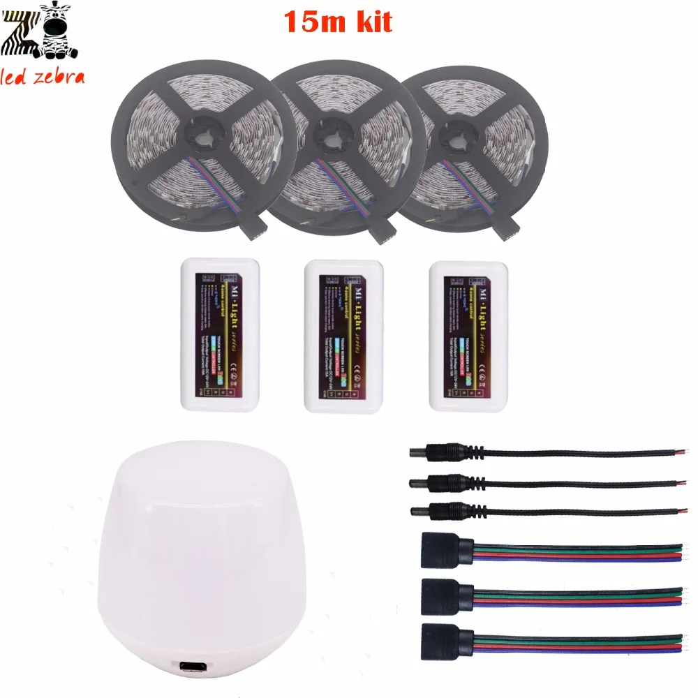 Выделите 5/10/15/20 М 5050 SMD rgb светодиодные полосы света dc12v + Mi. light 2 4 г led контроллер Wi Fi