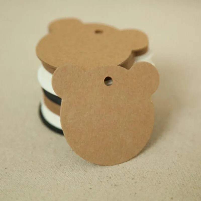 100 шт./компл. милые бирки сделай сам из крафт-бумаги этикетка в форме мини-медведя