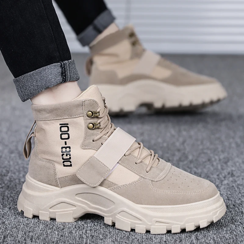 Male Suede Height Increase High Top Military Tactical Mens Boots Special Force Leather Desert Combat Ankle Boot Army Work Shoes