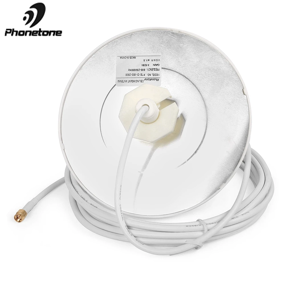 Внутренняя Omni потолочная антенна GSM/3G/LTE 850 ~ 2500 МГц 5dBi с разъемом SMA для усилителя