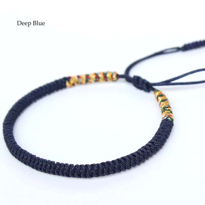 Deep blue Сказка Дизайн multi Цвет веревки тибетского буддизма ручной повезло узлы браслет же модель как Леонардо Ди Каприо Лидер продаж-здоровье - Окраска металла: Deep blue