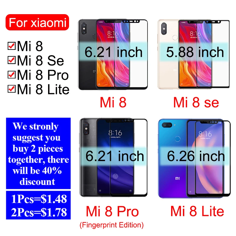 Защитное стекло на ksiomi 8 se для xiaomi mi8 lite pro xiaomei xiomi mi armor защитная пленка экрана tremp