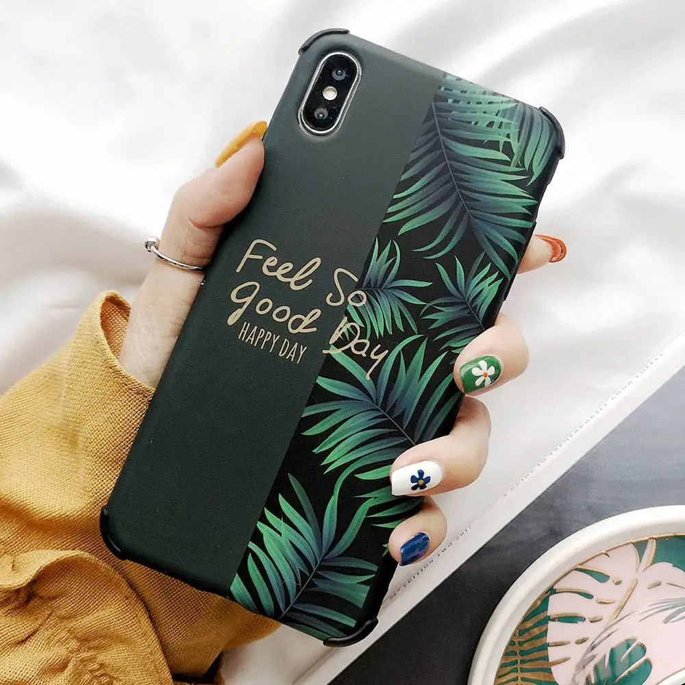 Чехол для телефона KISSCASE с зеленым листом iphone 7 X XR XS MAX Letters мягкие IMD Чехлы 8 6 6S Plus